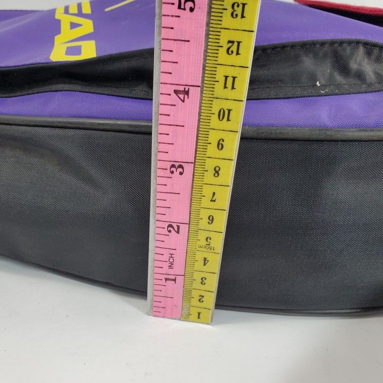 Head Tennis Multiple Rackets 2-3 Carry Bag Flap Closure Fron Pocket Purple Yellow Red
