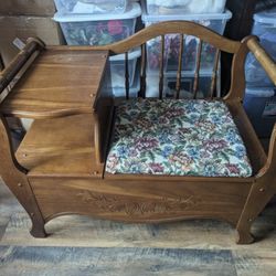 Vintage Oak Gossip Bench Wood Furniture 