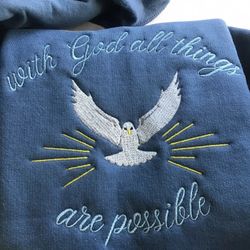 with God all things are possible Christian Bible Verse embroidered sweatshirt