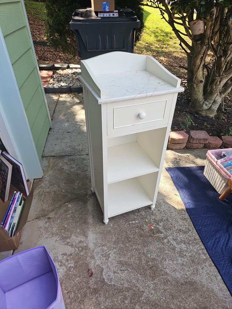 Two-Shelves White End Table