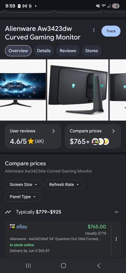 Alienware 34" curved OLED monitor