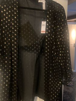 BCBG,  Cover Up/ Shirt/, Black And Gold, One Size
