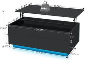 Black coffee table with storage