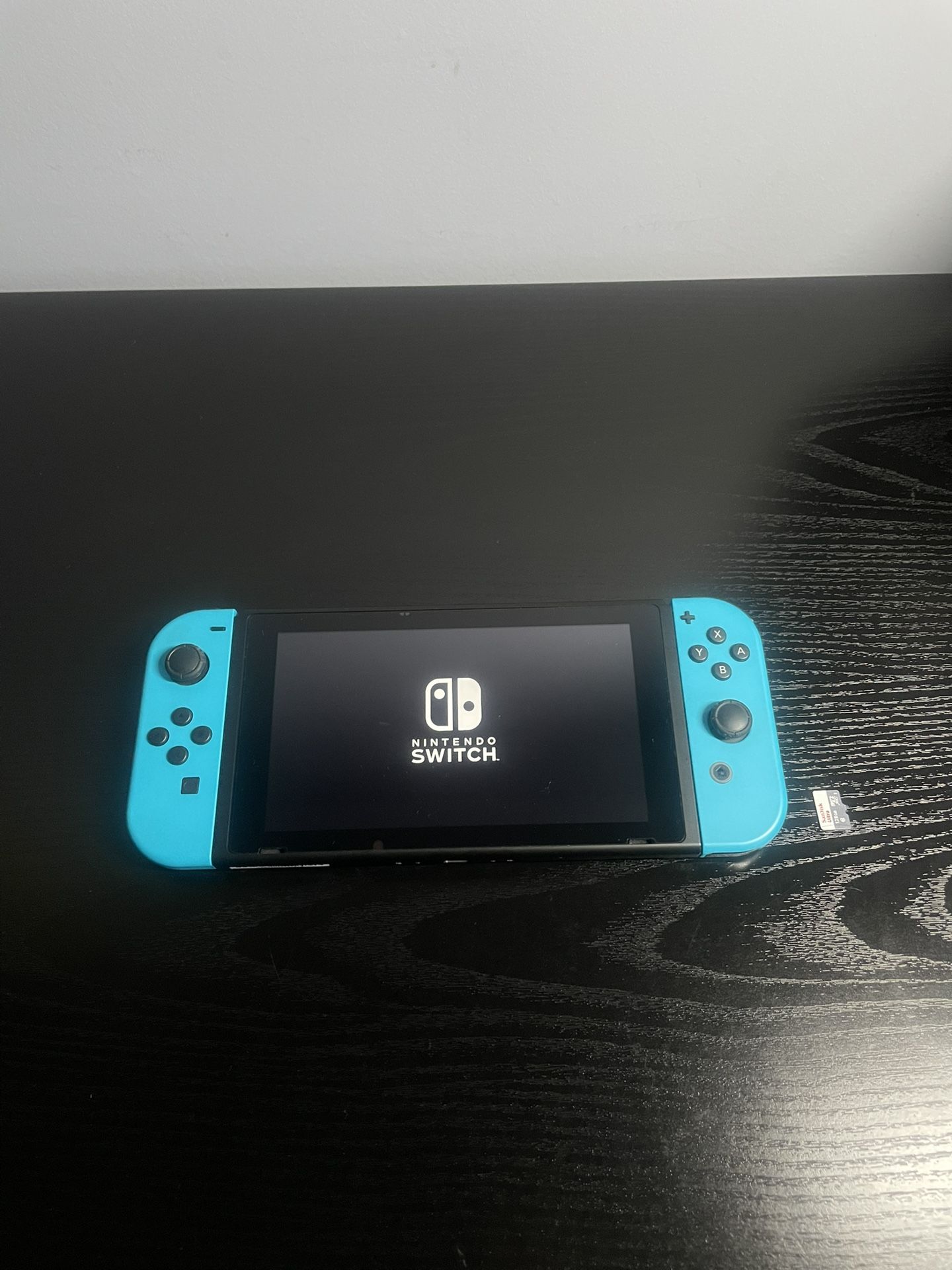 Nintendo Switch 32GB Console Black with Neon Blue Joy Cons & 128GB SanDisc MicroSD