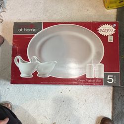 Turkey Platter- Two Gravy Boats- Salt & Pepper 