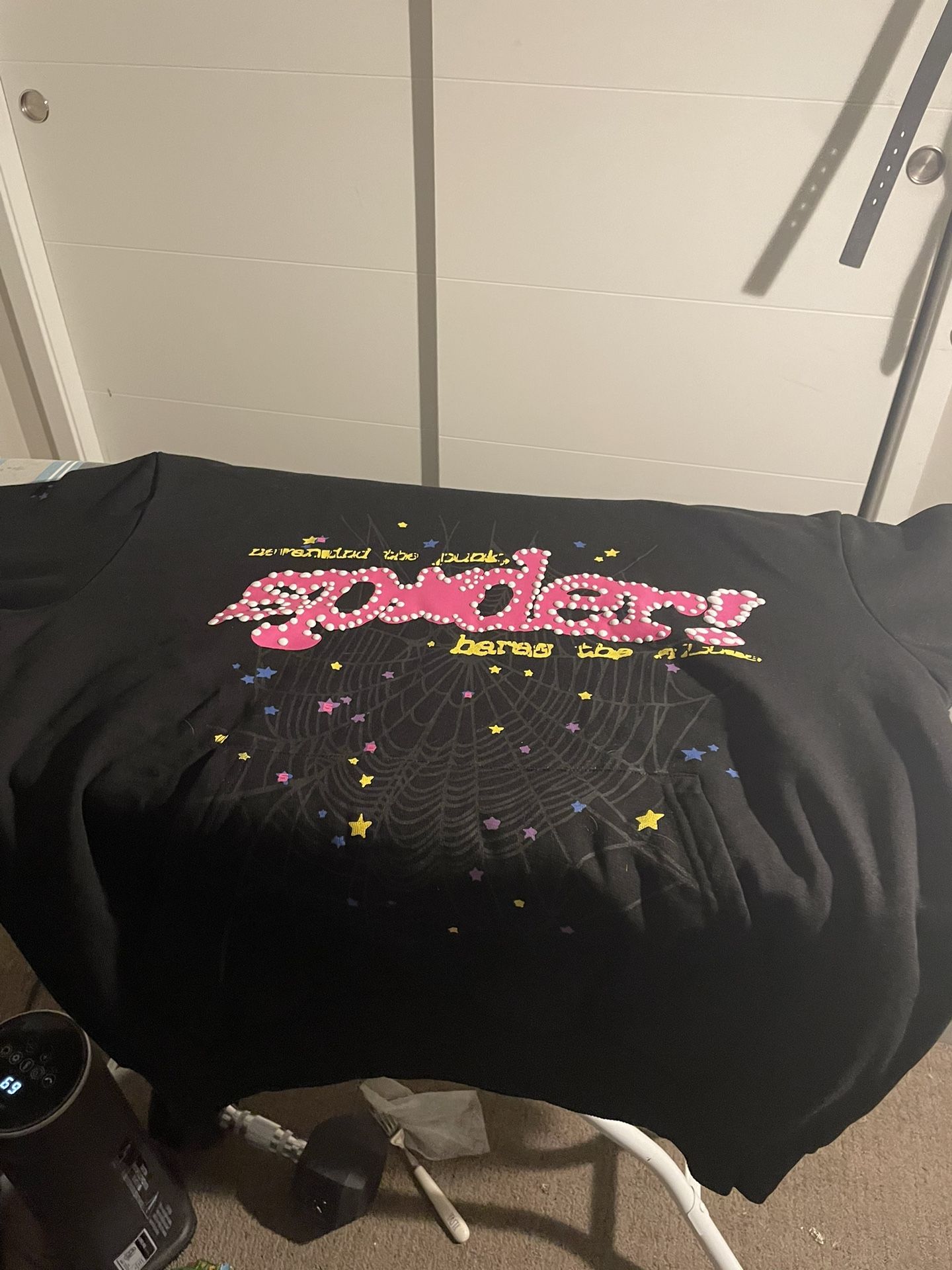 Spider hoodie black pink 