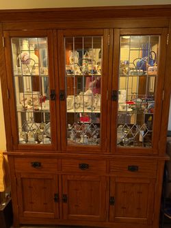 Mission Style Oak China Cabinet