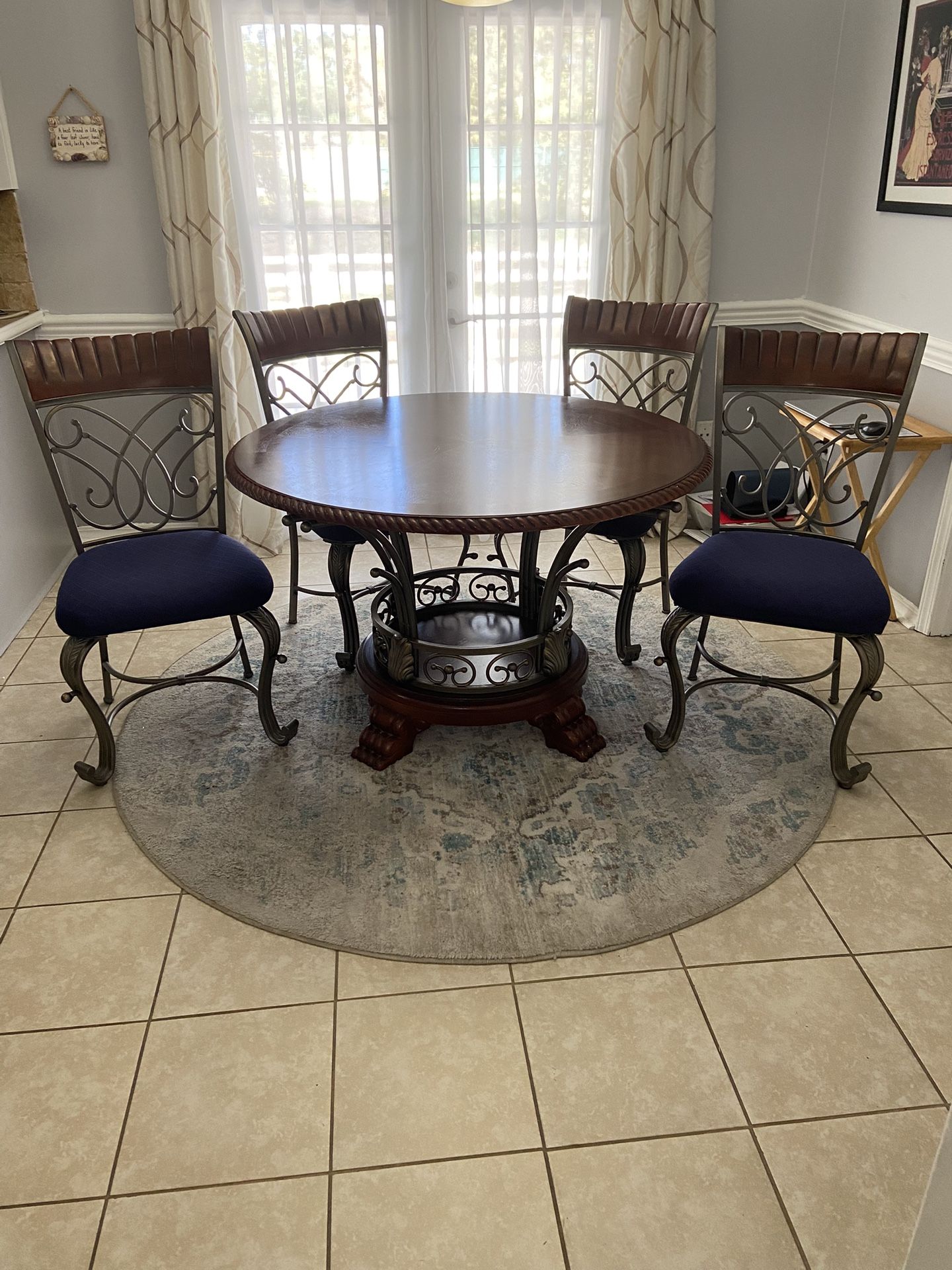 Wood and metal dining set