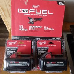 Milwaukee Grinder & Batteries 