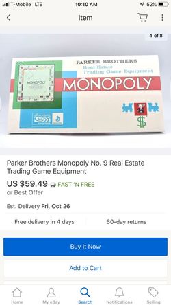 Monopoly number 9 new in box collectible only $45