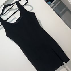 Black Mini Tank Dress With Slit Tight For Size Medium 