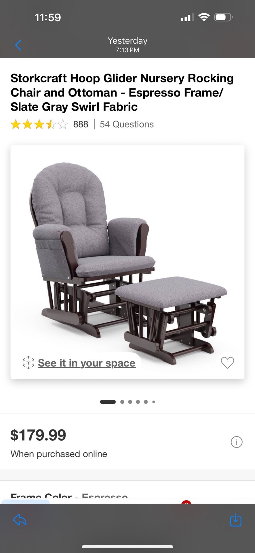 grey rocking chair