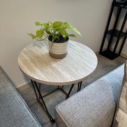 Gray silver end table with gold legs Home decor Coffee table End table Nightstand