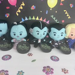 PENDING ***THE MUNSTERS  , LIMITED EDITION SET OF 5 PLUSH, BRAND NEW WITH TAGS - 8 INCHES - SOLD AS A SET ONLY  