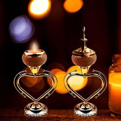 Golden Candle Holder Decoration for Wedding Party, 1 Arm Candle Holder for Pillar Candle, Living Room Centerpiece, Dining Room Table Decor Single Pack