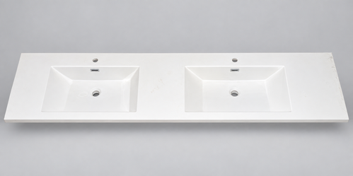 White double-sink vanity top (approx. 81" × 19")