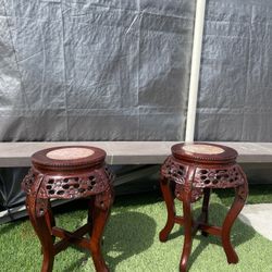 Vintage Oriental Pair Of Low Side Tables
