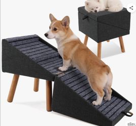 Ziluce 2-in-1 Foldable Dog Stairs & Ottoman, Non-Slip Pet Steps for Small Dogs