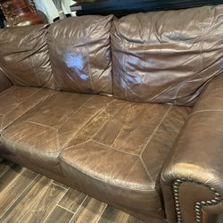 3 Piece Leather Sofa, Love Seat And Chair