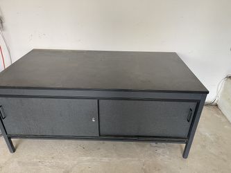 black metal industrial-style console storage