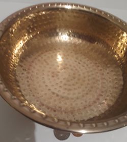 Vintage Metal Brass Fruit Bowl, Candy Bowl, Planter, 8 1/2" x 4", Hammered Metal, Home Decor, Kitchen Decor, Table Display, Shelf Display