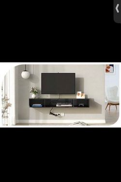 NEW 55” Floating TV Stand w/ RGB LED Lights & Built-In Power Outlet