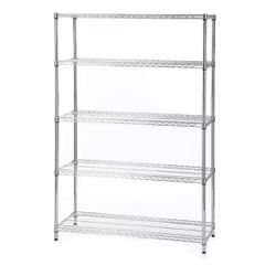 5-Tier Commercial Grade Heavy Duty Steel Wire Shelving Unit in Chrome (48 in. W x 72 in. H x 18 in. D)=256