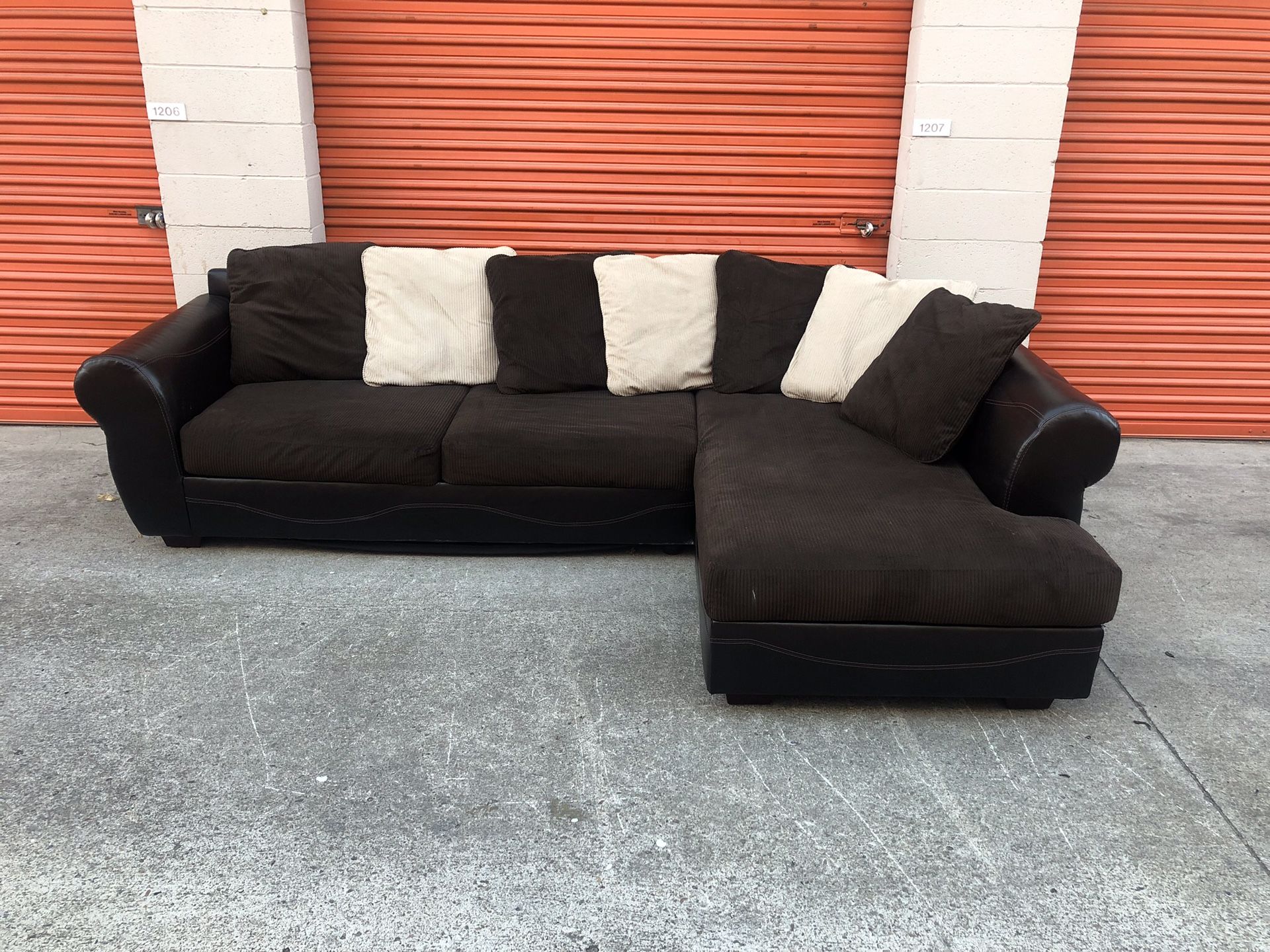 Dark Brown Microfiber Sectional Couch -I can deliver