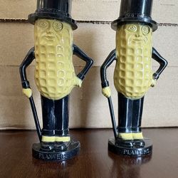 Vintage Planters Mr Peanut Salt And Pepper Shakers 4” Plastic