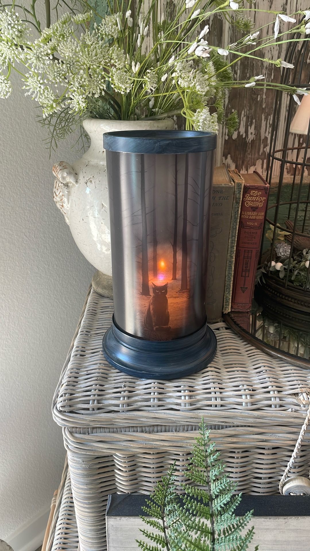 Pottery Barn black cat candle holder