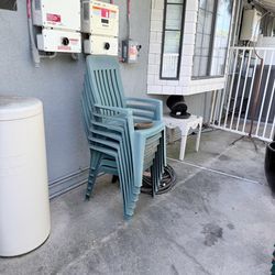 Green stackable chairs