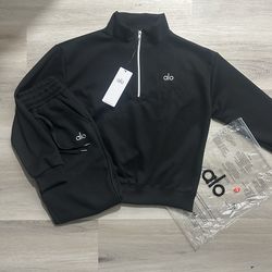 Alo Black Quarter Zip Set Size S