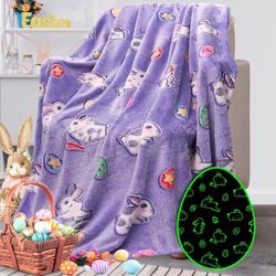 Easter Bunny Blanket Toddler Easter Gifts, Glow in The Dark Blanket , 50"x60"