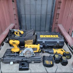 Dewalt 24v Reciprocating Saw,24v Hammer Drill 24AC/DC,18v Drill,18v Circular Trim Saw With Batteries And Chargers