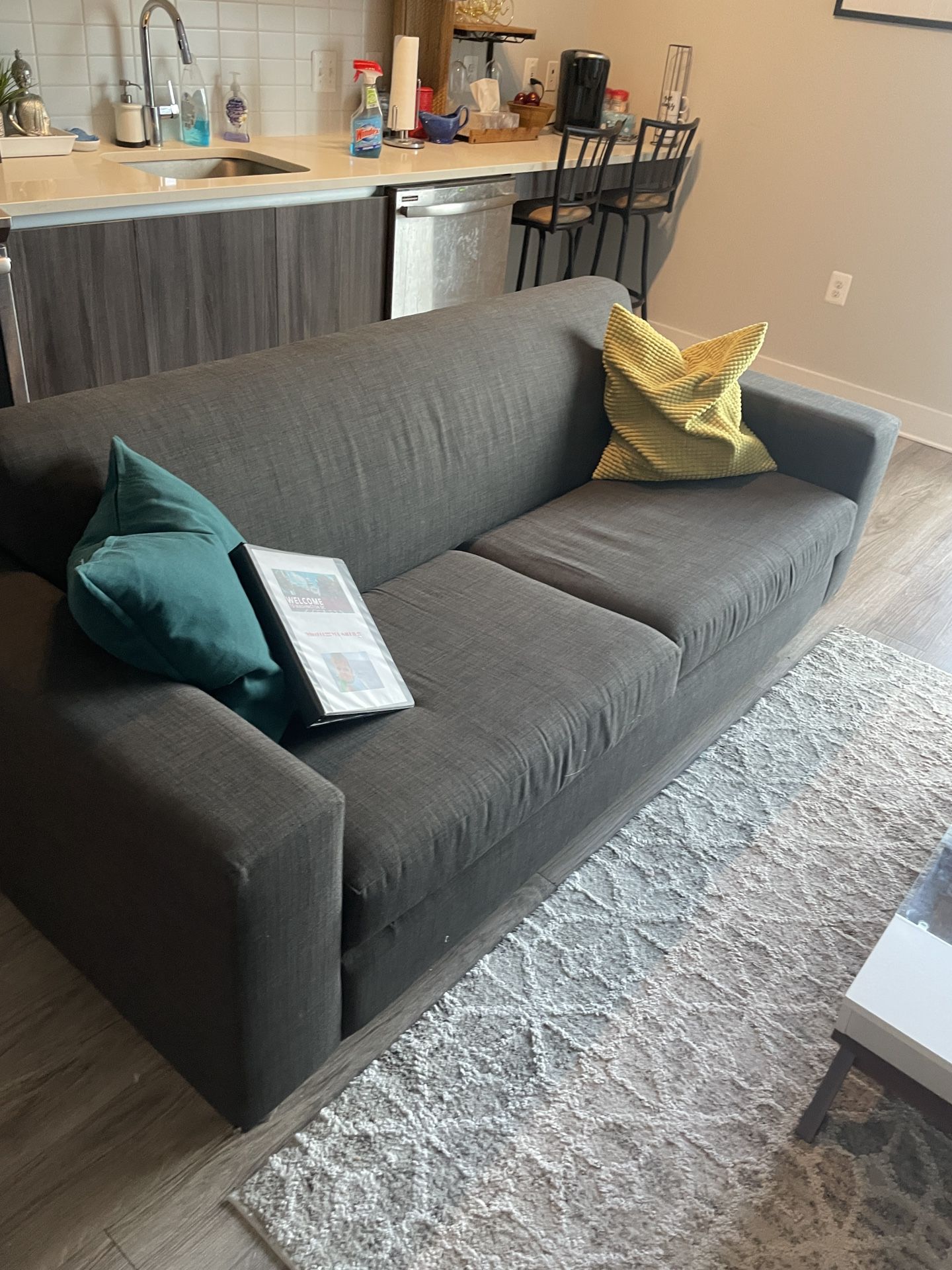 Charcoal Grey Couch With Pull Out Bed  