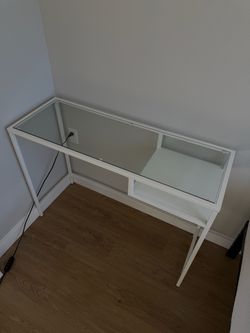 IKEA VITTSJÖ White Glass Laptop Desk / Table