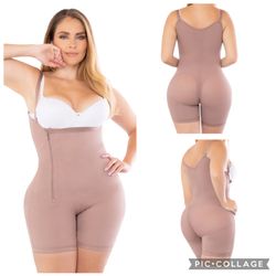 High Compression Post-Surgical Girdle Mid-Thigh with Side Zipper and Buttock Enhancement