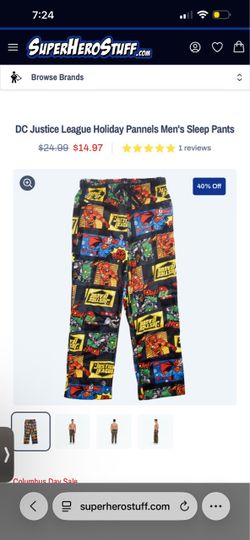 Justice league men pjs size Small