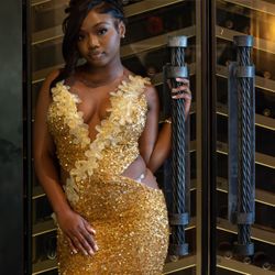 Gold prom dress