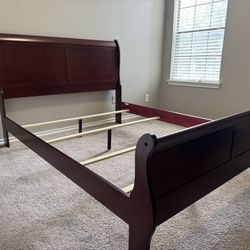 Brand New Queen Size Wood Sleigh Bed With Plush Mattress Set (Free Delivery)