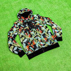 DC Shoes Men’s Med Zip-Up Hoodie Birds Of Paradise All Over Graphic Print NWOT