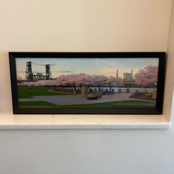 Framed Portland Waterfront Cherry Blossom
