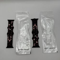 Silicone Apple Watch Black/Pink Band Strap.