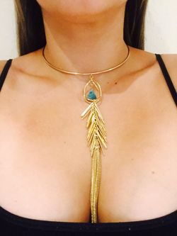 Gold necklace with earrings