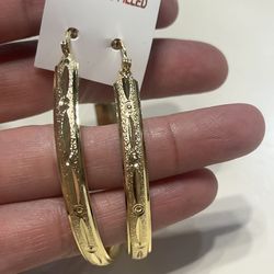 14k Gold Plated Hoop Earrings Aretes