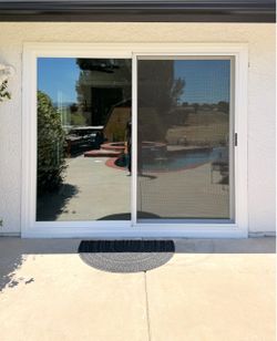 White Sliding Glass Patio Door with Screen