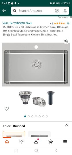 TSIBOMU 30 x 18 Inch Drop in Kitchen Sink, 18 Gauge 304 Stainless Steel