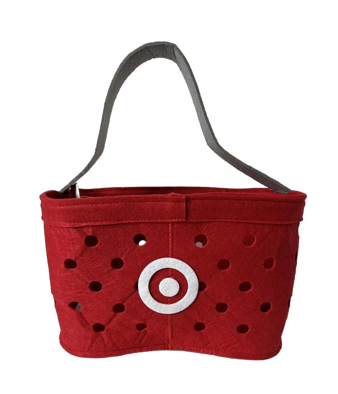 Target Halloween Trick Treat Tote Basket Pail Red Felt Bag Hyde & Eek Bullseye