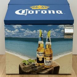 Vintage Metal Classic Corona Beer Ice Chest Cooler 17 x 16" Handles Opener