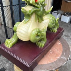LARGE CHINESE CARVED CELADON JADE/HARDSTONE DRAGON